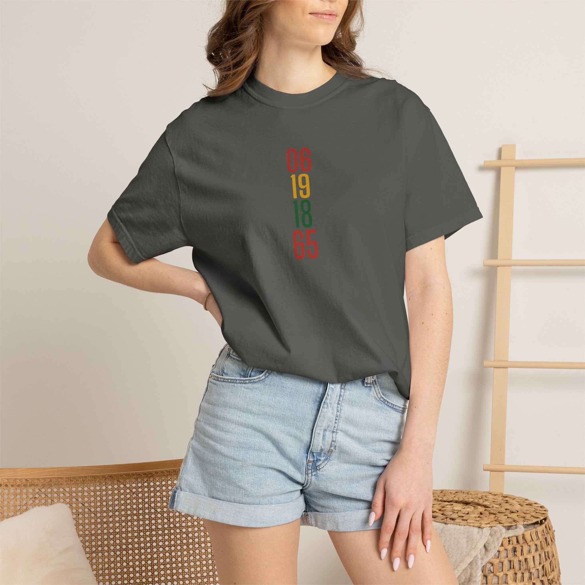 06 19 18 65 Juneteenth Retro Vertical Date T‑Shirt