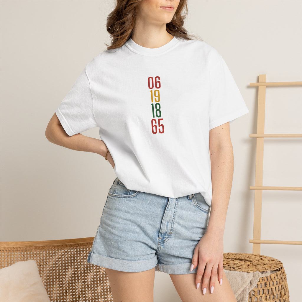 06 19 18 65 Juneteenth Retro Vertical Date T‑Shirt